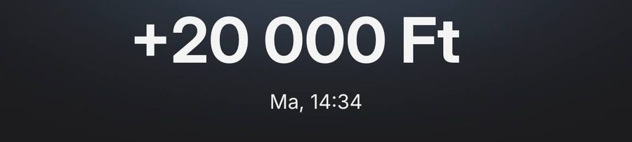 Bank notification: +20,000 HUF credited