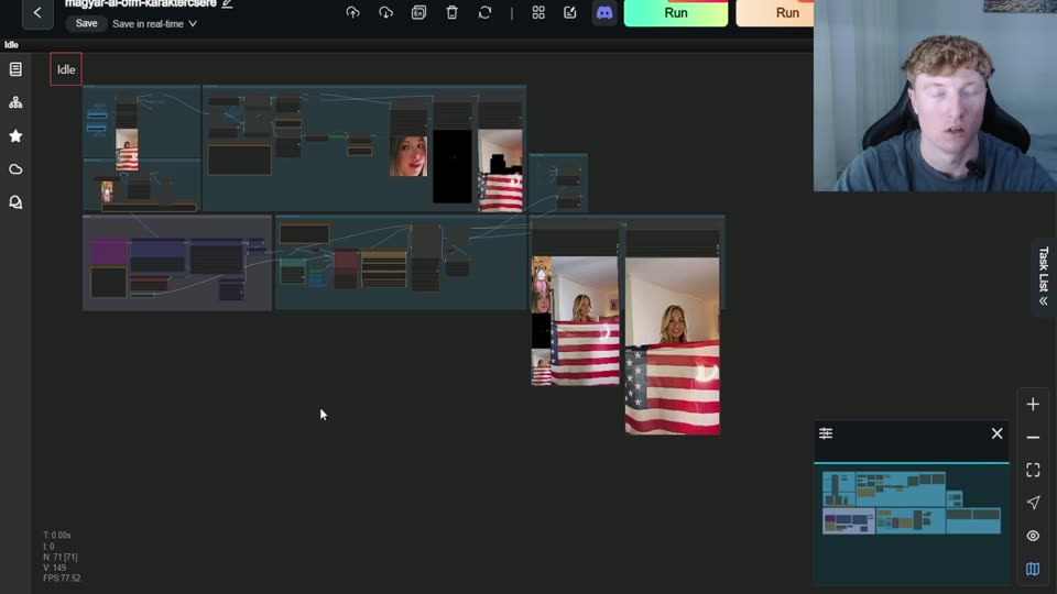 A karaktercsere workflow futás közben RunningHubon